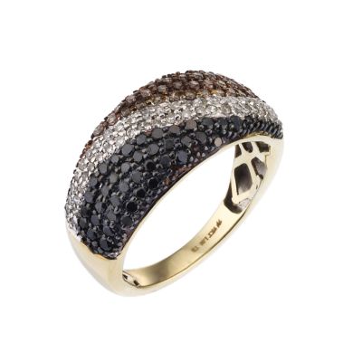 9ct White Gold One Carat 3 Colour Cafe Diamond Ring