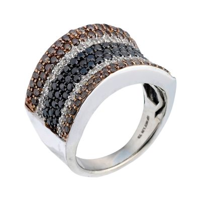 9ct White Gold 1.50 Carat Three Colour Cafe Diamond Ring