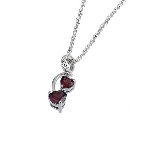 Candy Hearts Sterling Silver Diamond and Garnet Crossover
