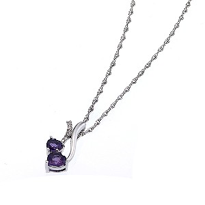 Candy Hearts Sterling Silver Diamond and Amethyst Pendant