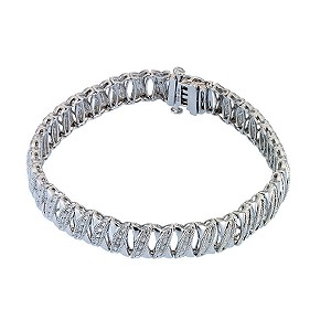 Shine and Shimmer Sterling Silver Diamond X Link Bracelet
