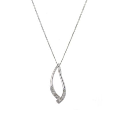 9ct White Gold Diamond Leaf Pendant