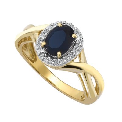 9ct Gold Diamond and Sapphire Cluster Ring