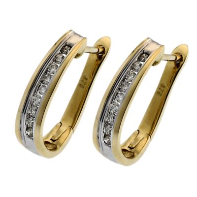 9ct yellow gold quarter carat diamond half hoop earrings