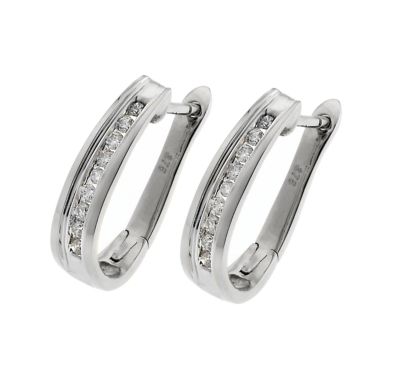 9ct white gold quarter carat diamond half hoop earrings
