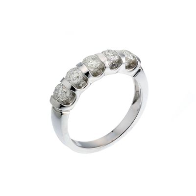18ct white one carat diamond five stone ring