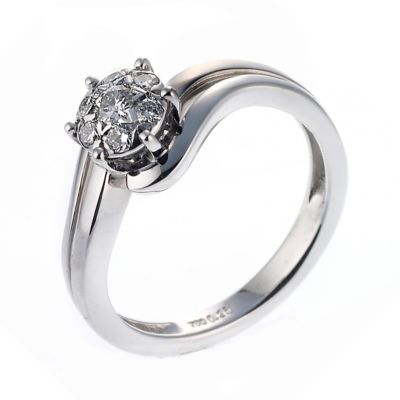 18ct white gold quarter carat diamond cluster ring