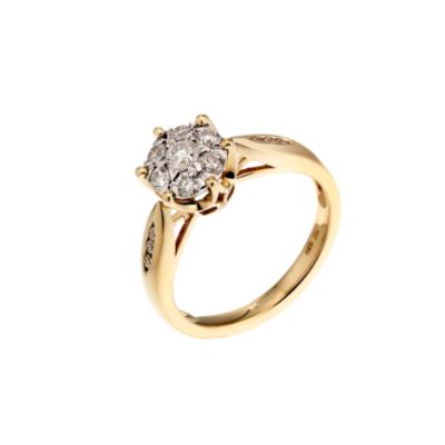 18ct yellow gold half carat diamond cluster ring