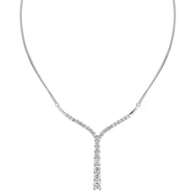 9ct white gold cubic zirconia set journey necklace