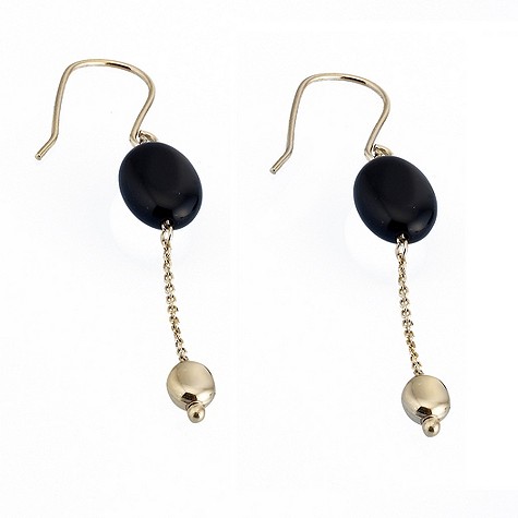 Gorgeous Gold 9ct gold and onyx drop earrings
