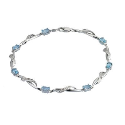 Unbranded 9ct white gold diamond and blue topaz 20cm