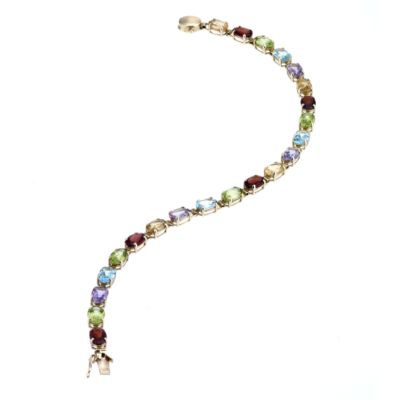 9ct gold multi coloured semi precious stone 20cm