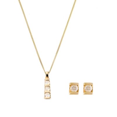 9ct yellow gold trilogy diamond pendant and product image