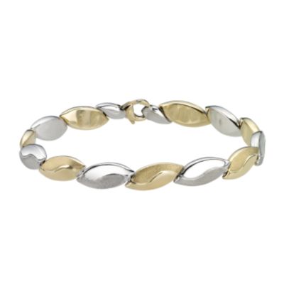 9ct two colour gold leaf link bracelet