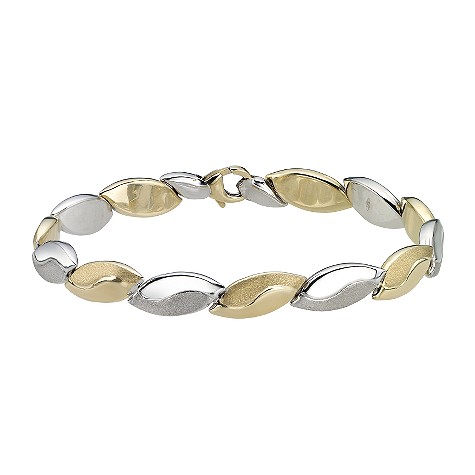 9ct two colour gold leaf link bracelet