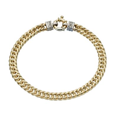 9ct gold two colour diamond end bracelet - Product number 6676286