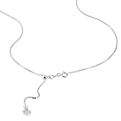9ct white gold extendable 24 box chain