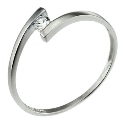9ct White Gold Cubic Zirconia Kick Ring - Product number 6677940