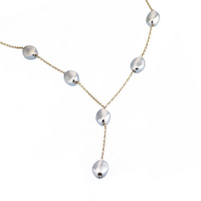 and silver pebble chain necklace