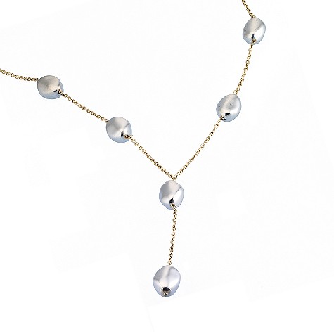 9ct gold and silver pebble chain necklace