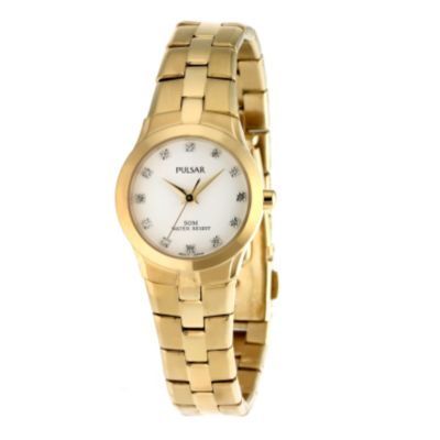 Pulsar Ladies' Stone Set Gold-Plated Bracelet Watch - Product number 6678718