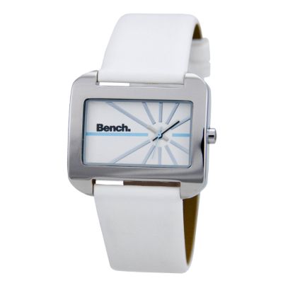 Bench Ladies' White and Turquoise Rectangular Dial White Leather Strap Watch - Product number 6678769
