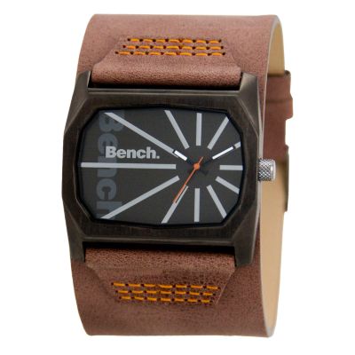 Bench Men's Black Dial Wide Brown Leather Cuff Watch - Product number 6678777