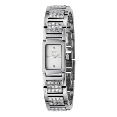 Ladies`Stainless Steel Stone Set Bracelet Watch