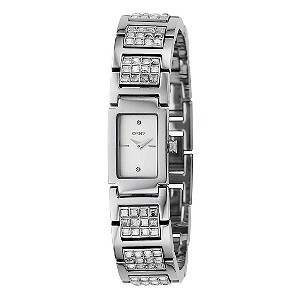 Ladies`Stainless Steel Stone Set Bracelet Watch