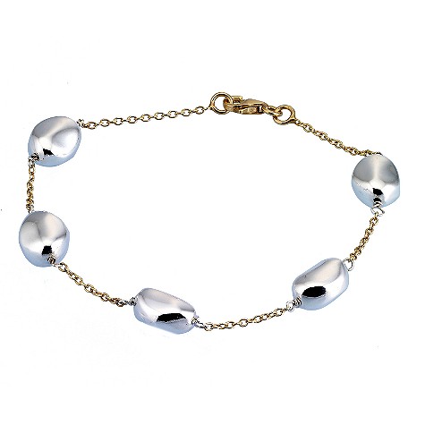 9ct gold and sterling silver pebble bracelet