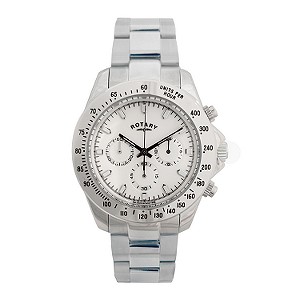 Rotary Men` White Dial Chronograph Bracelet Watch