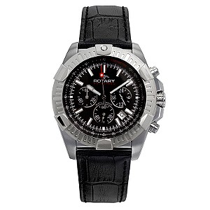 Rotary Aquaspeed Men` Chronograph Black Dial Strap Watch