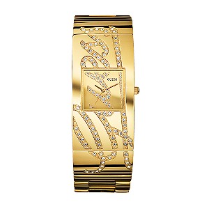 Guess Ladies`Stone Set Gold-Plated Bangle Watch