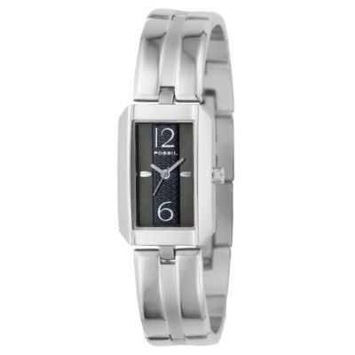 Fossil Ladies' Stainless Steel Black Rectangular Dial Bracelet Watch - Product number 6693008