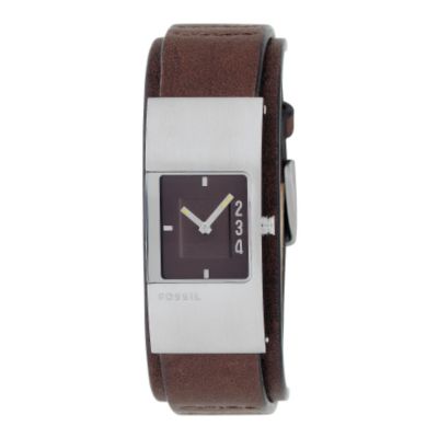 Fossil Ladies' Brown Square Dial Leather Strap Watch - Product number 6693024