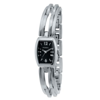 Fossil Ladies' Black Tonneau Dial Stainless Steel Bracelet Watch - Product number 6693040