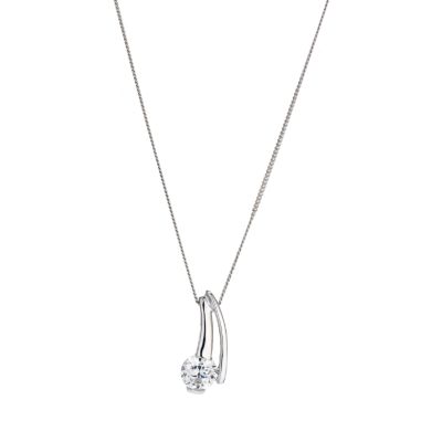 9ct white gold cubic zirconia drop pendant - Product number 6693288