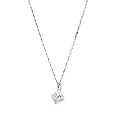 9ct white gold square cubic zirconia wrapover pendant - Product number 6693296