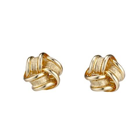 9ct gold satin and polished knot stud earrings