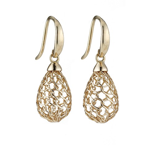 9ct gold mesh cage earrings