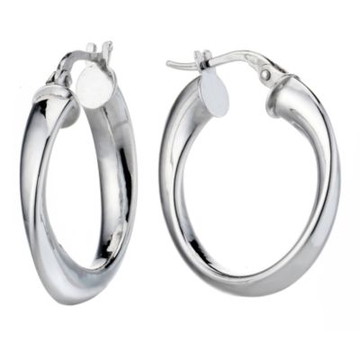 9ct white gold small soft twist creole earrings