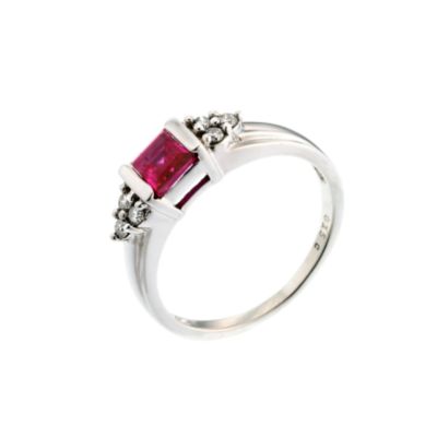 9ct white gold created ruby and diamond ring