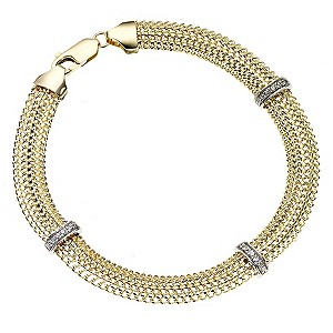Unbranded 9ct Mesh Gold and Cubic Zirconia Bracelet