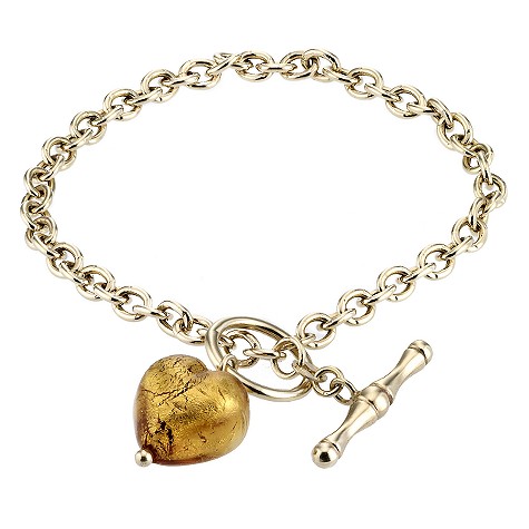 9ct yellow gold and Venetian glass charm bracelet