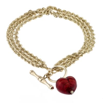 Unbranded 9ct yellow gold and Venetian glass charm bracelet