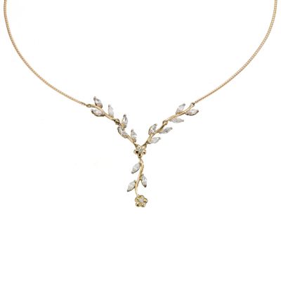 H Samuel 9ct Yellow Gold cubic Zirconia Leaf Necklace