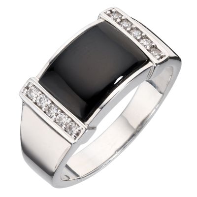 mens Sterling Silver Black Onyx Ring