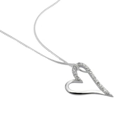 Silver cubic zirconia heart pendant