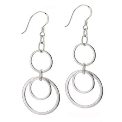 Sterling Silver Triple Hoop Drop Earrings