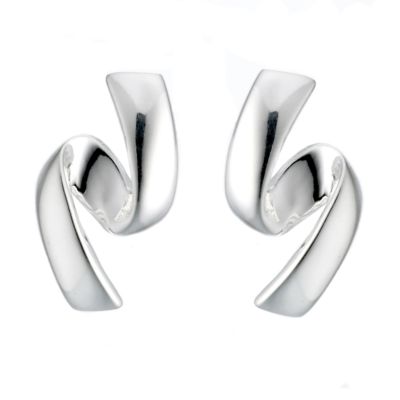 Sterling Silver Ribbon Stud Earrings